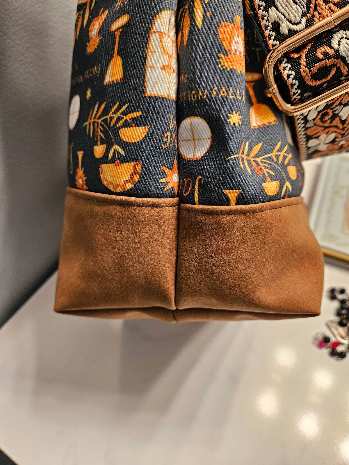 Crossbody purse with Latin prayers and Eucharistic Adoration symbols Catholic fabric bag