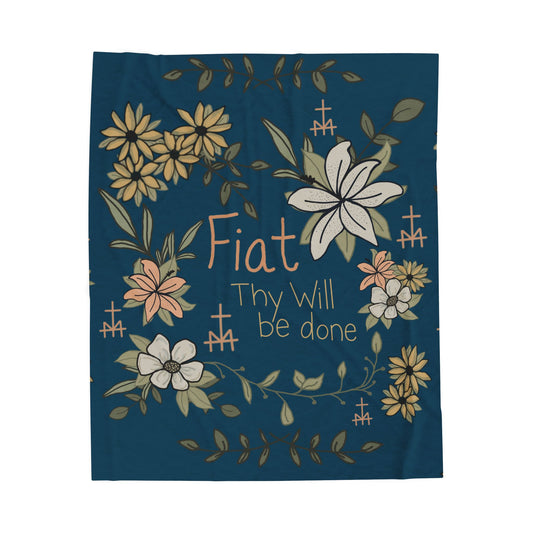 Vintage Blue Fiat Thy Will be Done Faith-Inspired Velveteen Plush Blanket - Cozy Decorative Throw for Comfort, Spiritual Gifts, Home Décor, Relaxation, Gift Idea