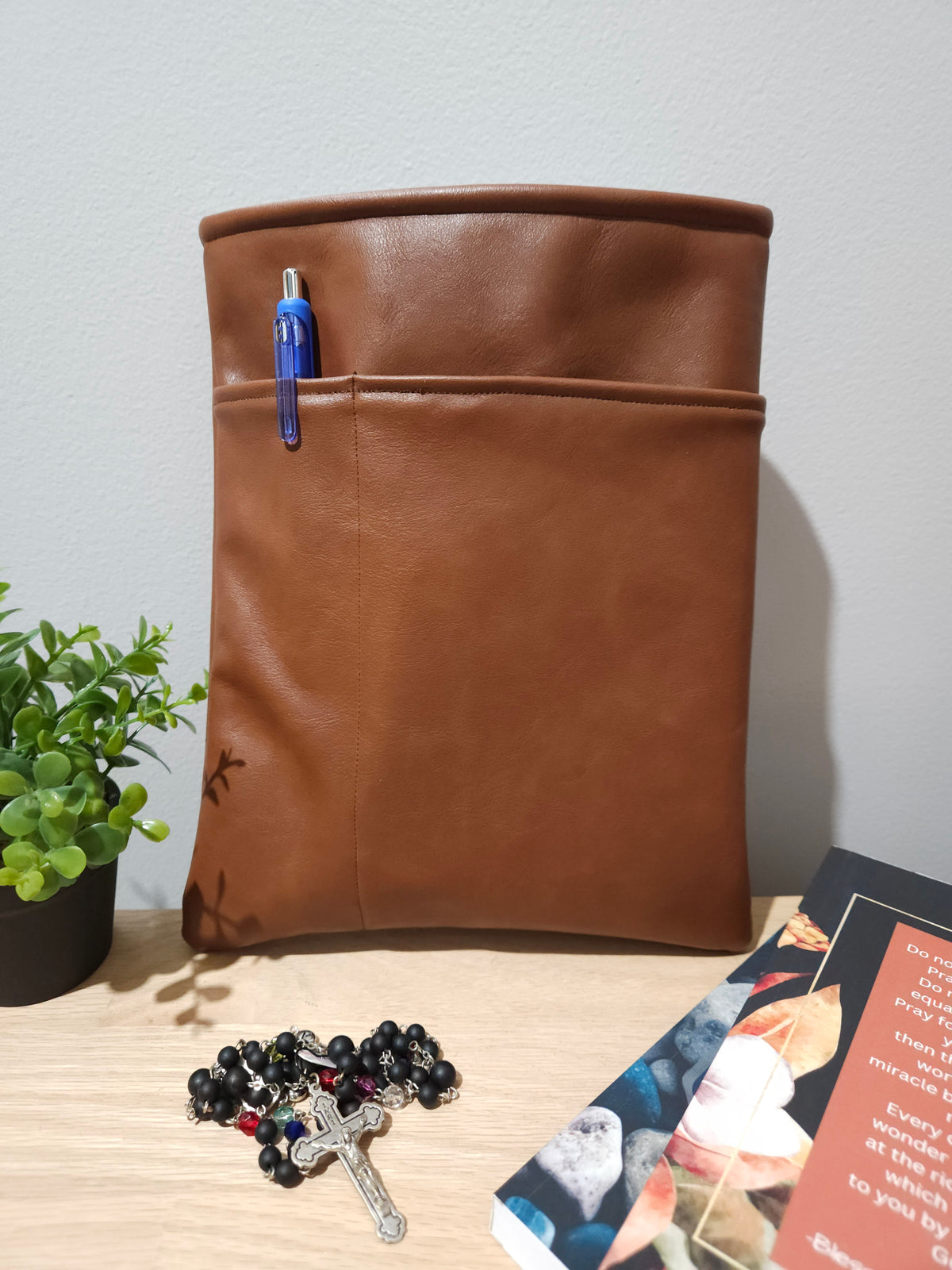Faux leather book sleeve Catholic Print