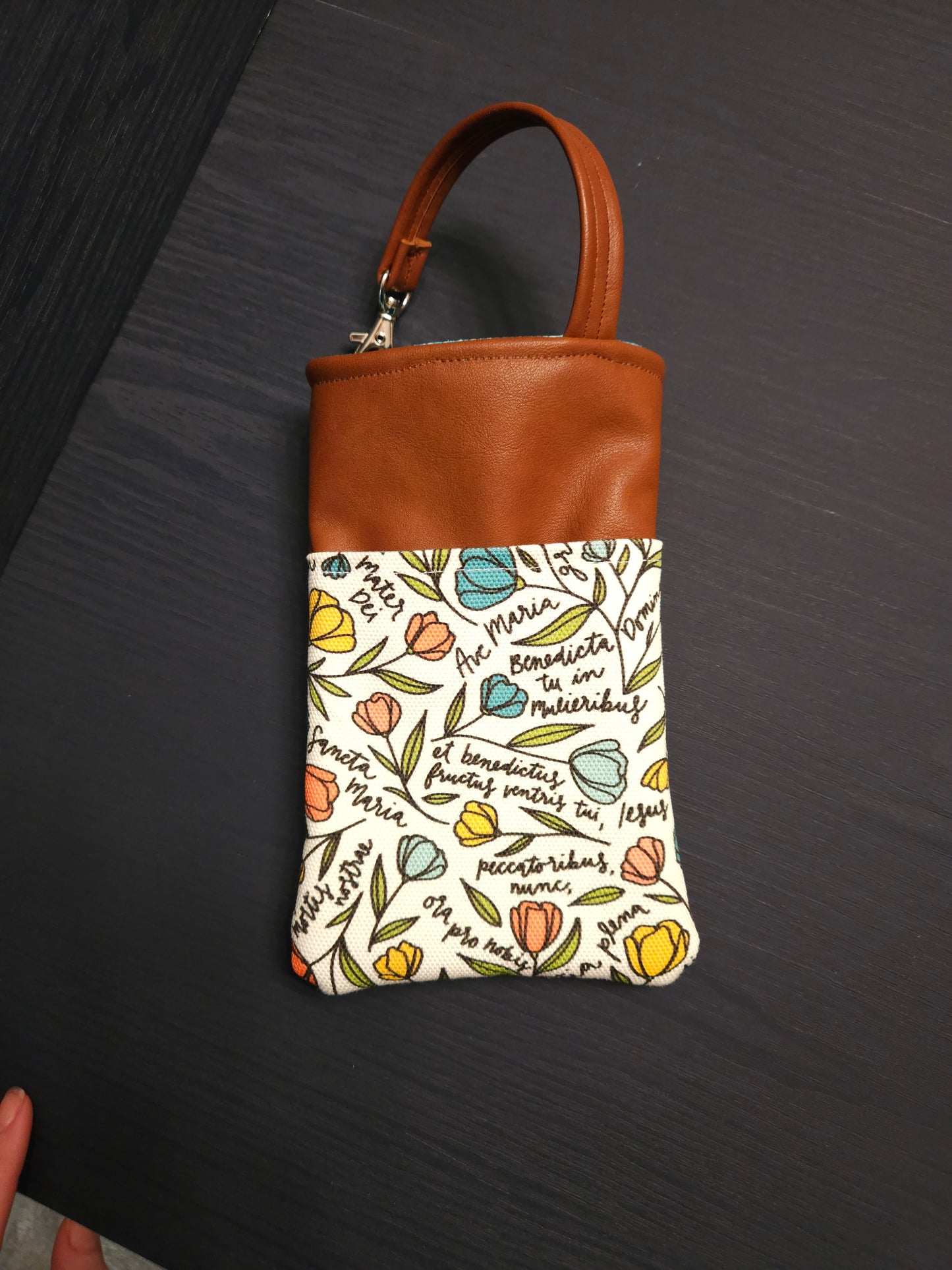 Ave Maria Catholic Faux Leather Sunglasses Phone Case Holder