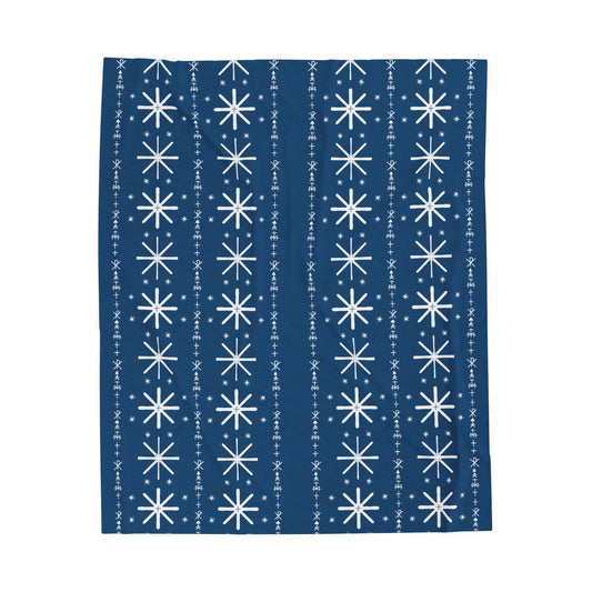 To Jesus through Mary Blue Eucharist Velveteen Plush Blanket, Cozy Gift for Spiritual Comfort, Home Decor, Relaxation, Prayer, Encouragement