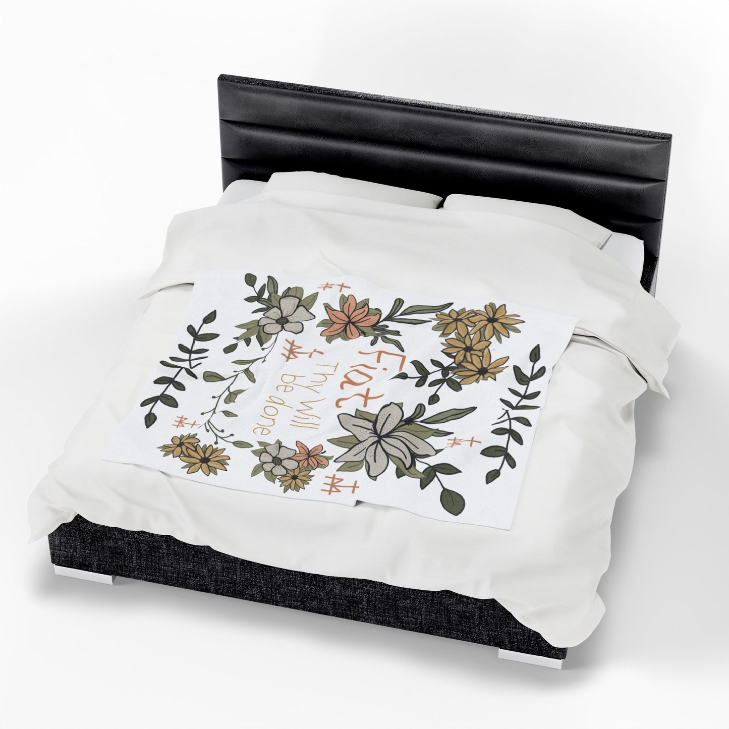 White Fiat Thy Will be Done Faith-Inspired Velveteen Plush Blanket - Cozy Decorative Throw for Comfort, Spiritual Gifts, Home Décor, Relaxation, Gift Idea