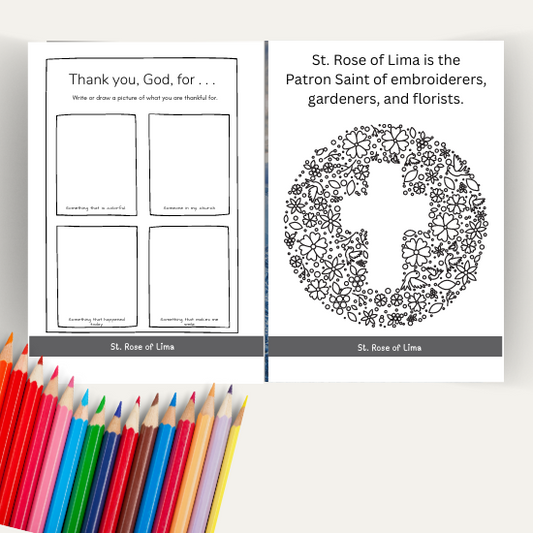 St. Rose of Lima Printable download for Adoration journal or Classroom use for young Catholics