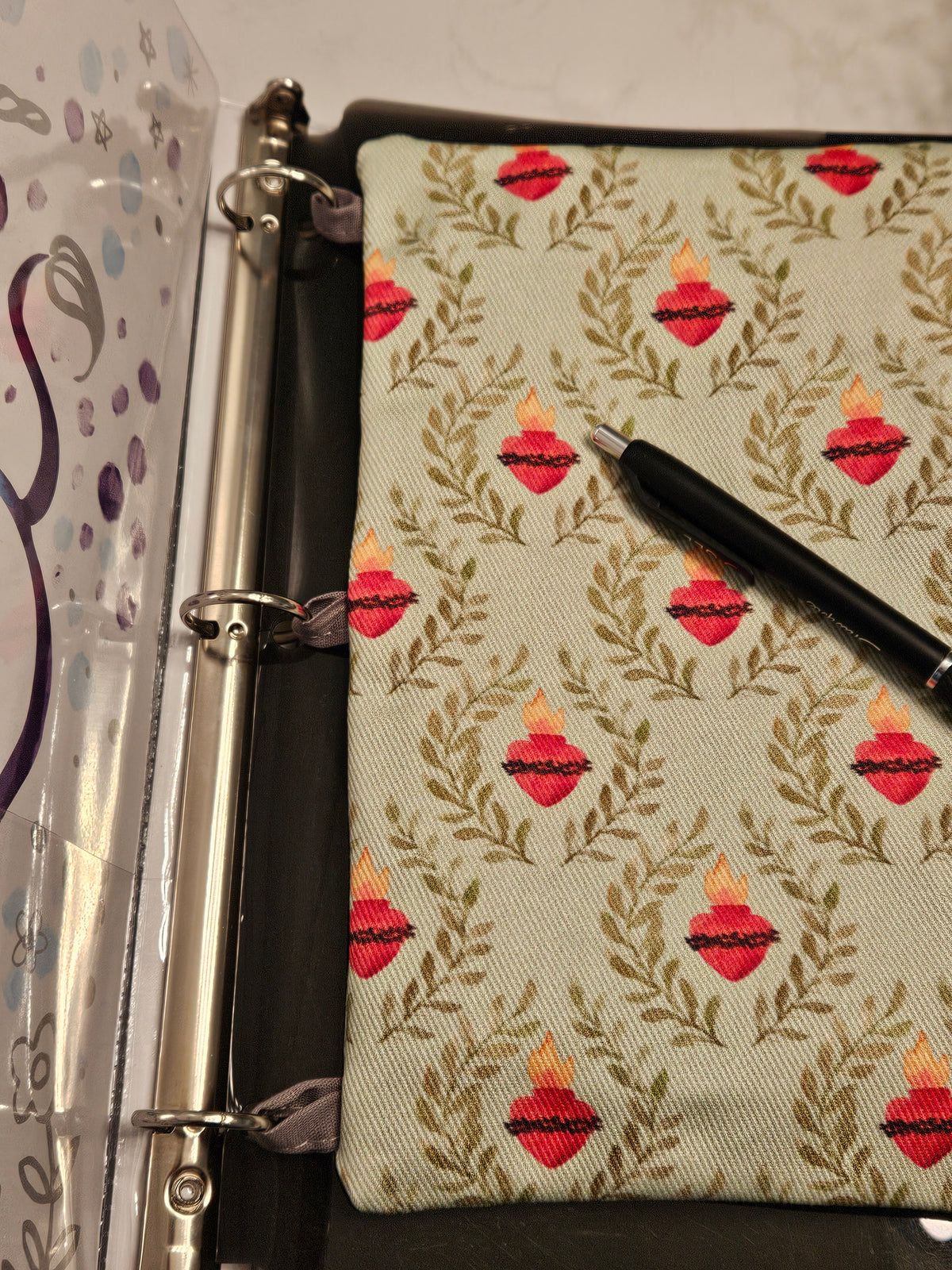 Binder pouch Sacred Heart of Jesus pencil and prayer card pouch