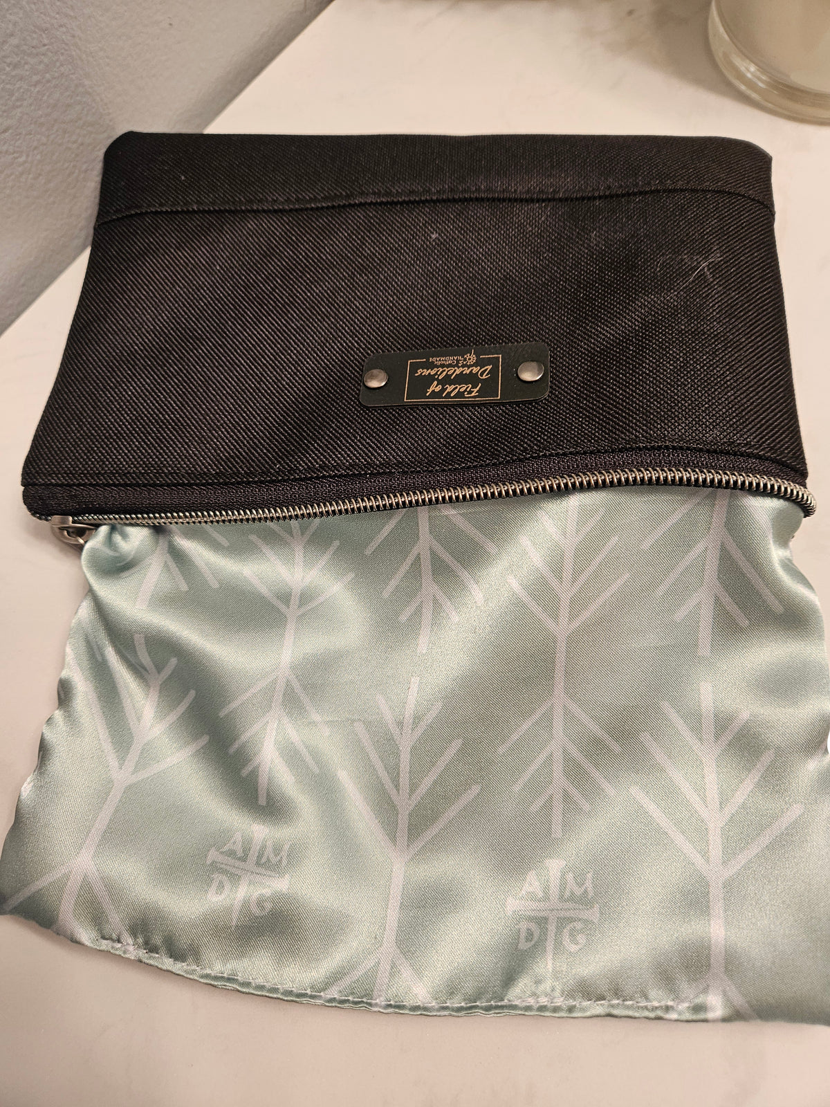 AMDG "For the Greater Glory of God" Catholic Jesuit handmade pouch clutch