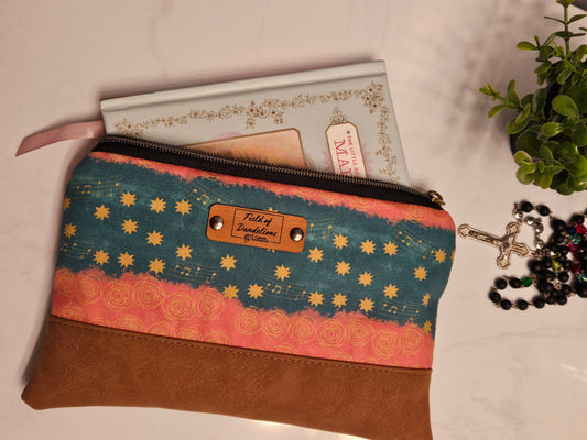 Our Lady of Guadalupe clutch of Mary's stars and gown zippered clutch pouch