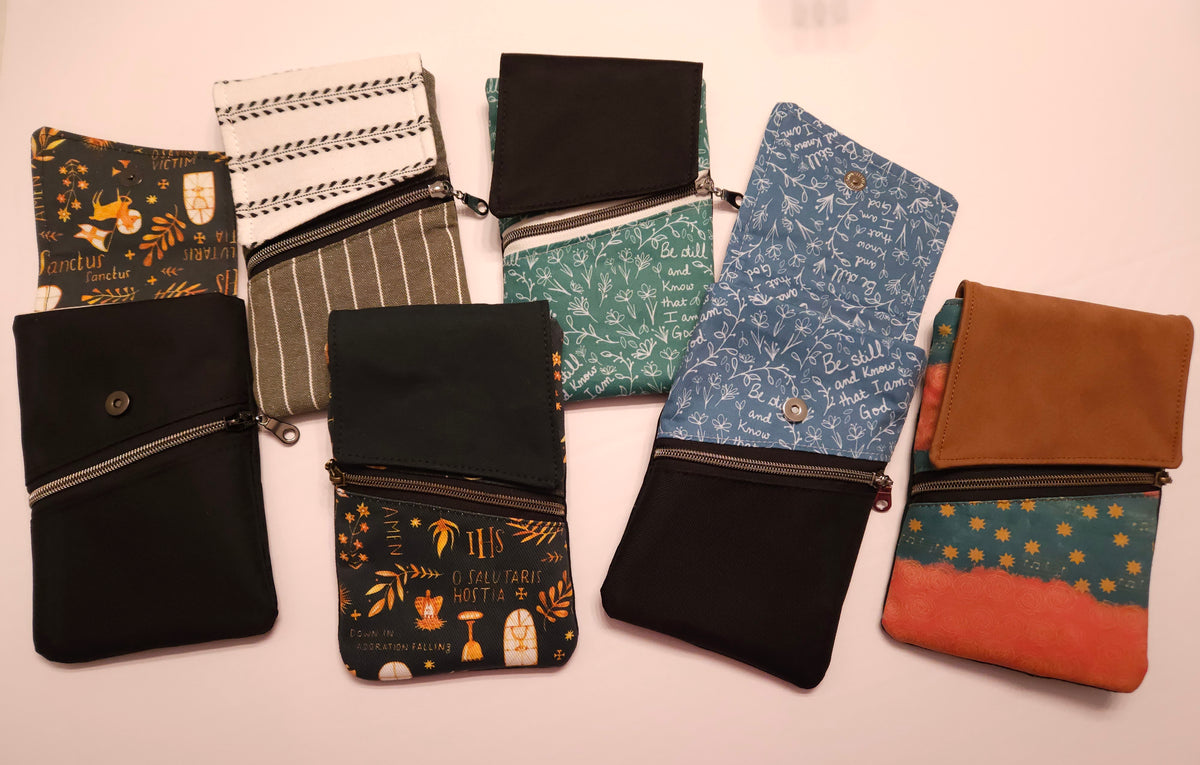 Phone Purse Be Still and Know that I am God Catholic Christian fabric crossbody purse with belt loop and wristlet options