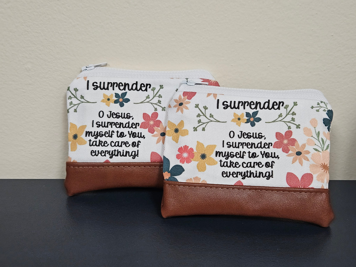 Surrender Novena O Jesus take care of everything rosary wallet pouch Christian Catholic handmade