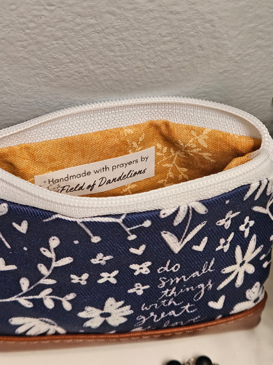 Do Small Things Great Love Catholic fabric Rosary pouch Wallet