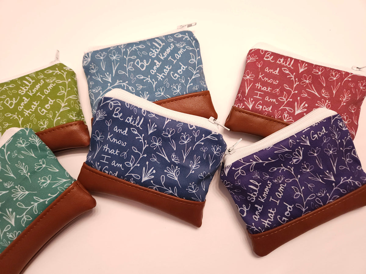 Be Still and Know that I am God Rosary wallet zippered pouches Christian Catholic fabric