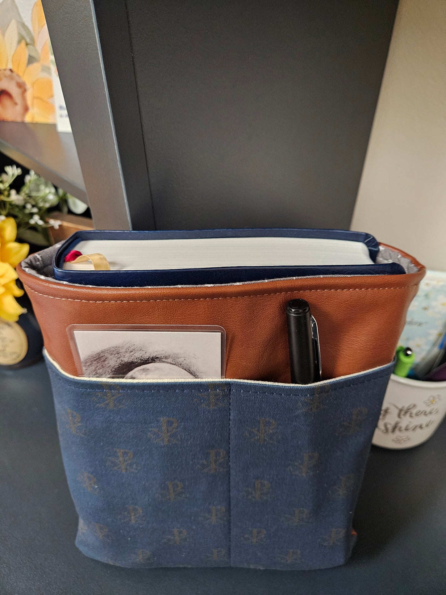 Chi Rho deep blue Book sleeve for Bibles, Adoration Journals Catholic handmade gifts