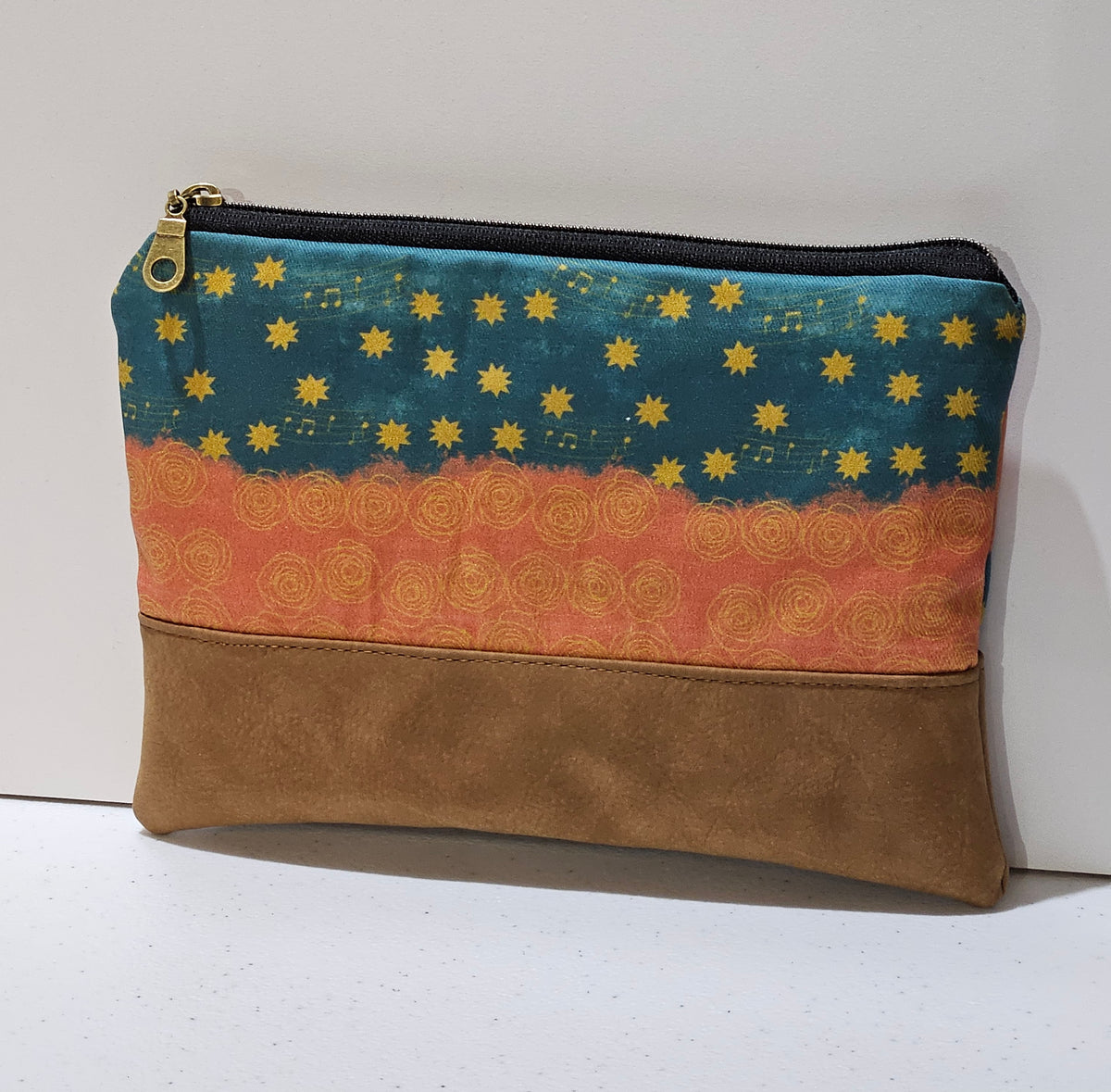 Our Lady of Guadalupe clutch of Mary's stars and gown zippered clutch pouch