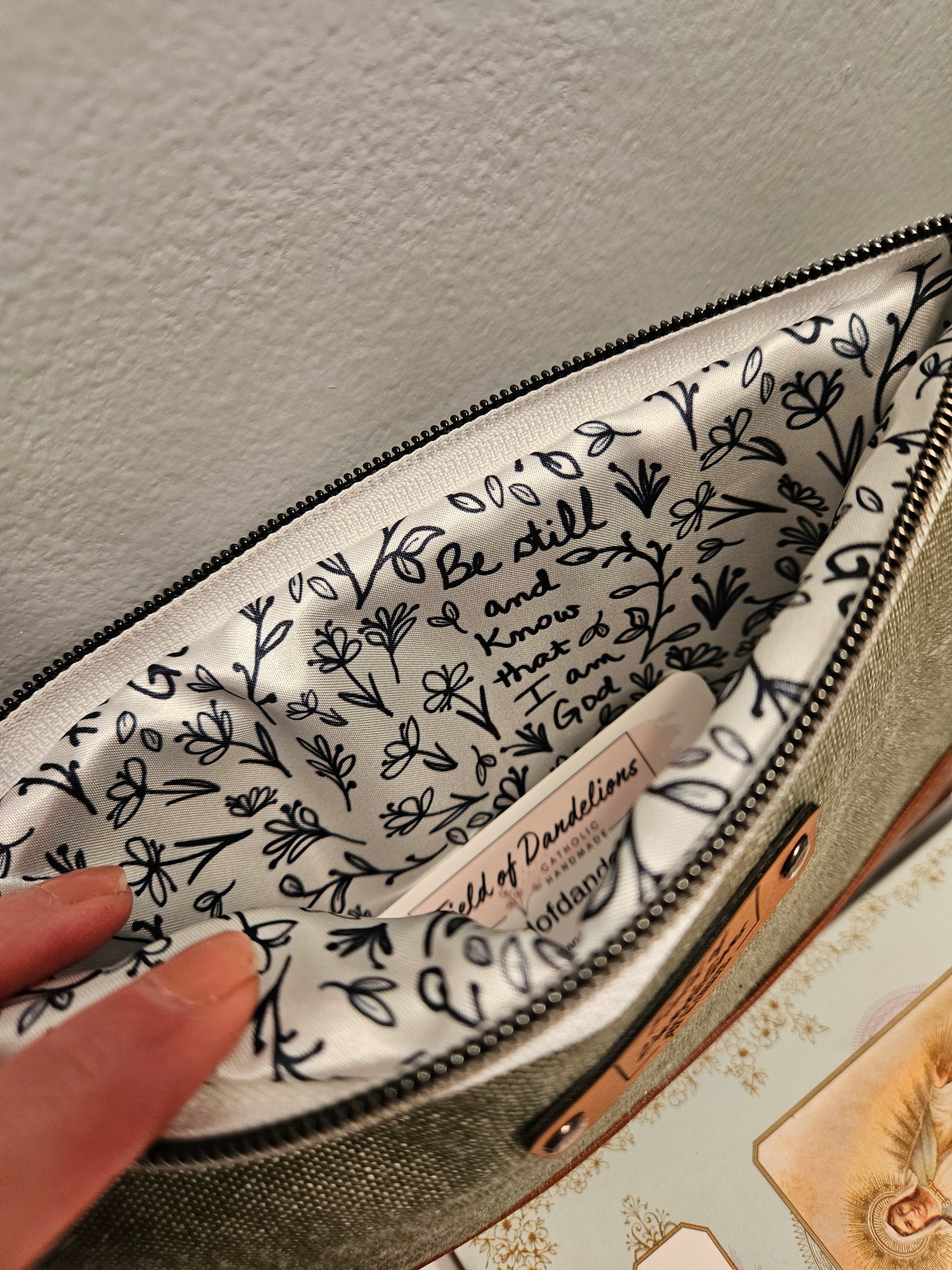 Be Still and Know that I am God clutch purse carry-all Christian fabric handmade gift