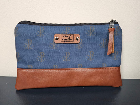 Chi Rho Catholic clutch pouch for prayer cards, veils, carry-all Catholic handmade gift