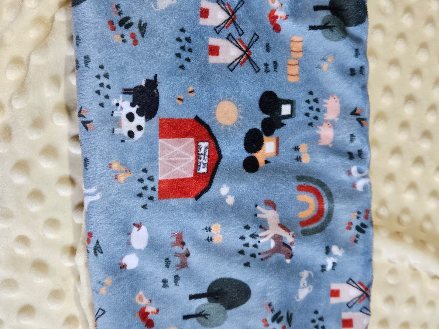 Noah's Ark on the Farm minky blankie or taggie snuggie