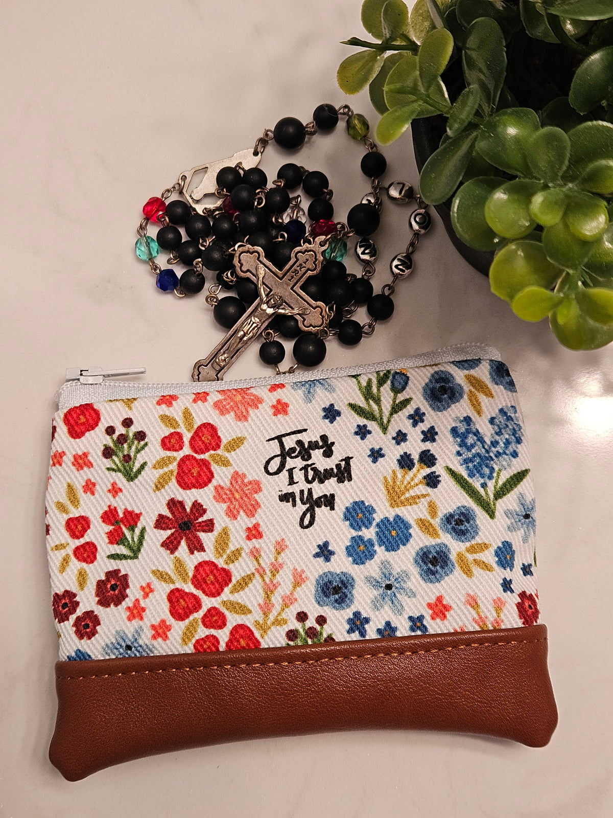 Wallet Divine Mercy Rosary pouch Jesus I trust in You St. Faustina