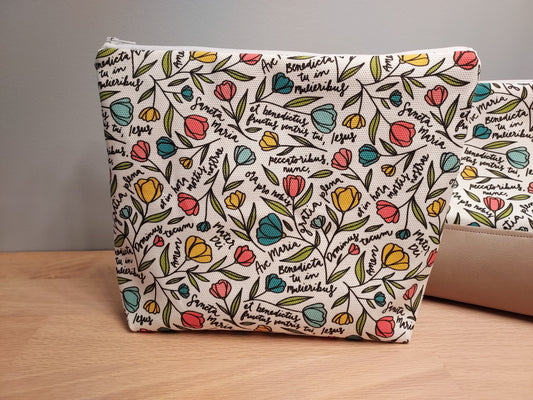 Veil bag Ave Maria Latin Hail Mary Catholic Fabric/Book Case for Journal Bibles & prayer cards Confirmation Women's Group Adoration clutch