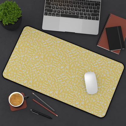 Yellow Be Still and Know that I am God Floral Inspirational Desk Mat - Perfect for Home Office, Religious Themed, Christian decor