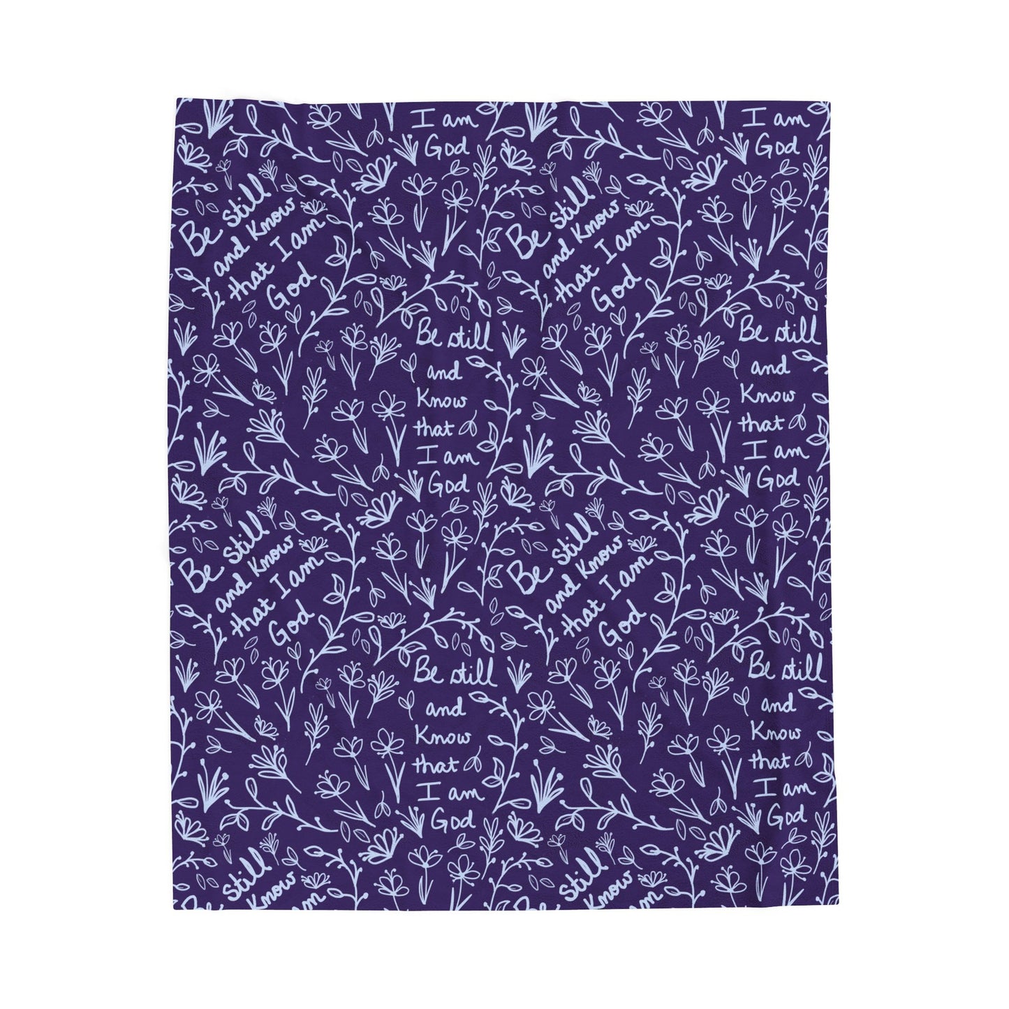 Purple Be Still and Know that I Am God Cozy Floral Velveteen Plush Blanket | Soft Throw for Home Decor, Gifts, Nursery, Relaxation, or Baby Showers