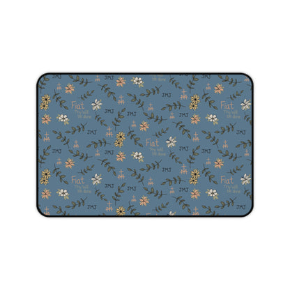 Fiat Thy Will be Done Floral Inspirational Desk Mat - Perfect for Home Office, Modern Decor, Gift for Graduates, Motivational Message, Floral Themed