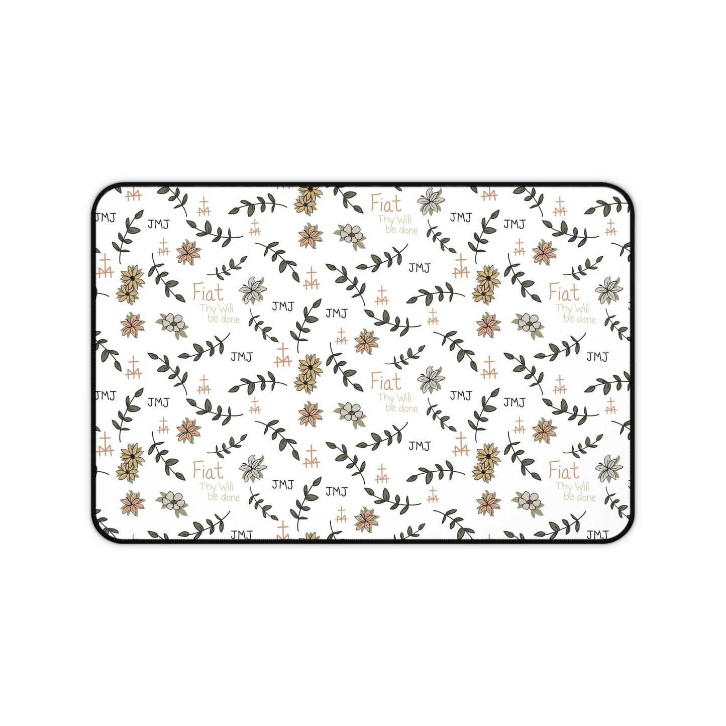 Fiat Thy Will be Done Inspirational Desk Mat - Perfect for Home Office, Modern Decor, Gift for Graduates, Motivational Message, Floral Themed