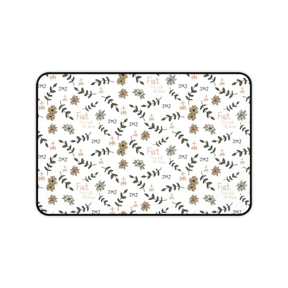Fiat Thy Will be Done Inspirational Desk Mat - Perfect for Home Office, Modern Decor, Gift for Graduates, Motivational Message, Floral Themed
