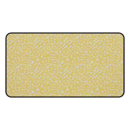 Yellow Be Still and Know that I am God Floral Inspirational Desk Mat - Perfect for Home Office, Religious Themed, Christian decor