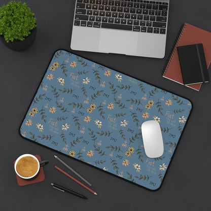 Fiat Thy Will be Done Floral Inspirational Desk Mat - Perfect for Home Office, Modern Decor, Gift for Graduates, Motivational Message, Floral Themed
