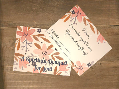 Spiritual bouquet flat cards- pink watercolor flowers