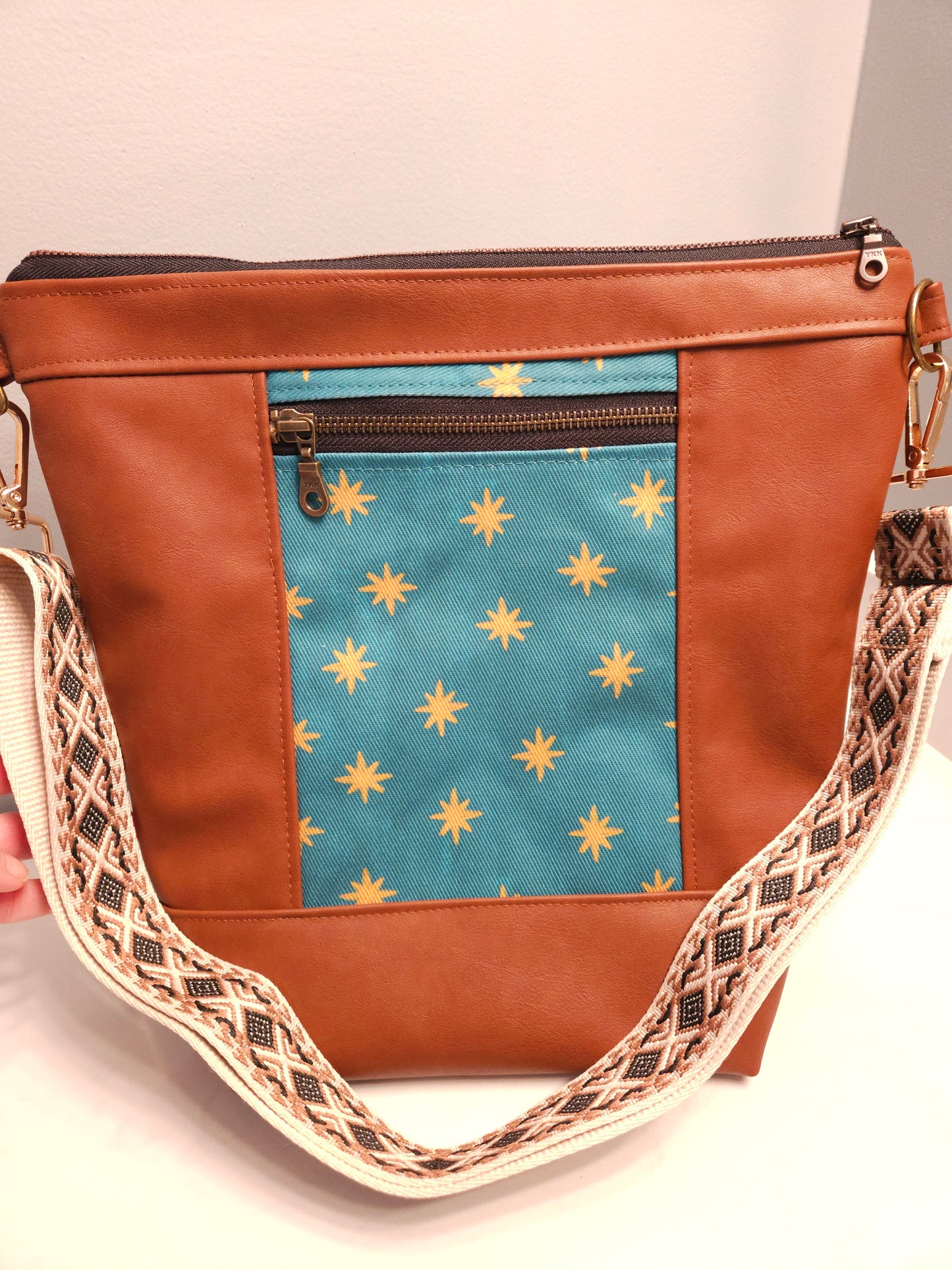 Faux leather Our Lady of Guadalupe Crossbody with pockets
