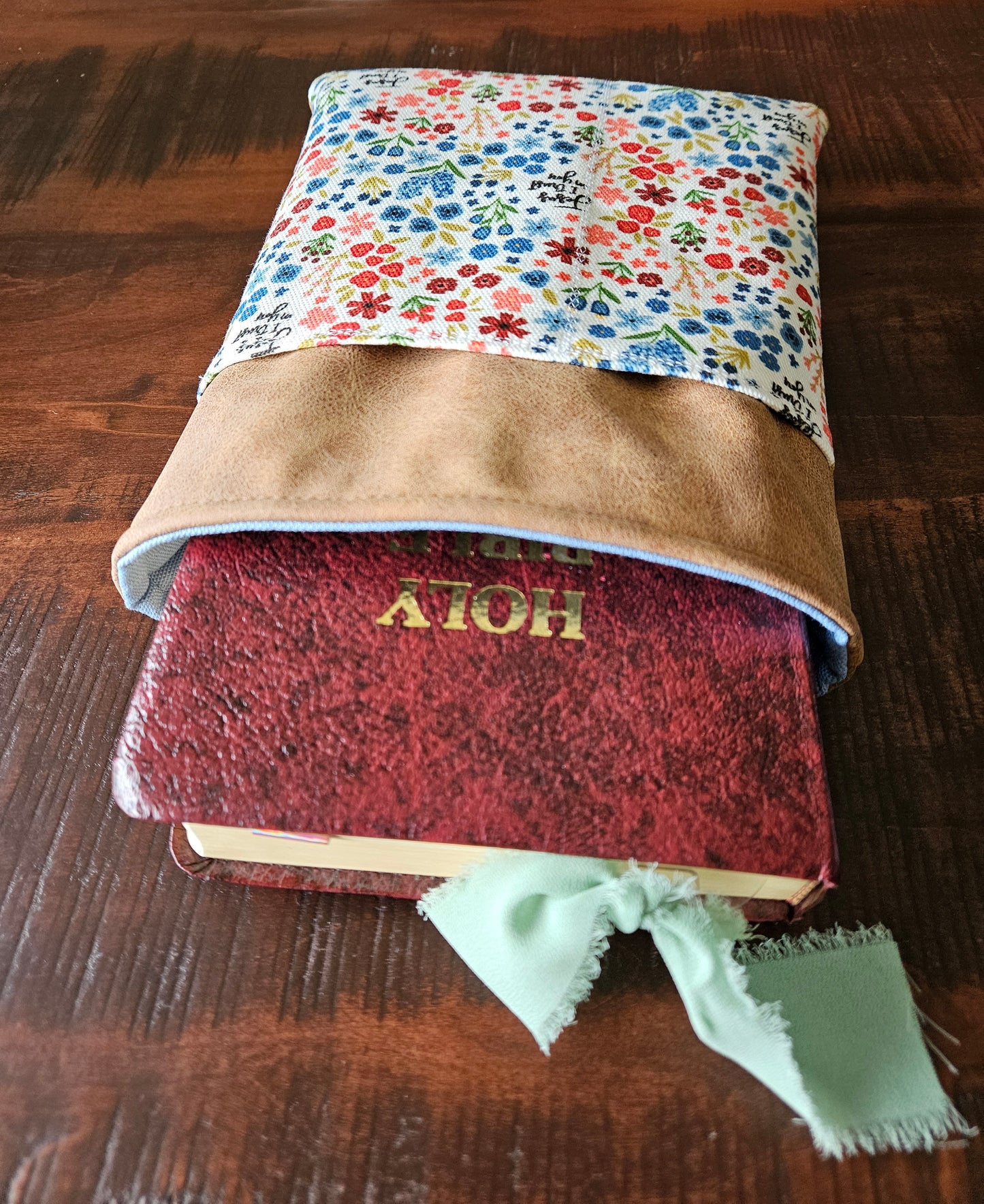 Book Sleeve Hail Mary Full of Grace Catholic Fabric