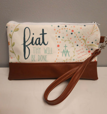 Fiat Catholic fabric clutch with wristlet