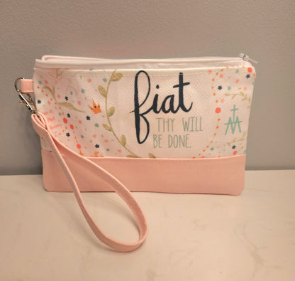 Fiat Catholic fabric clutch with wristlet