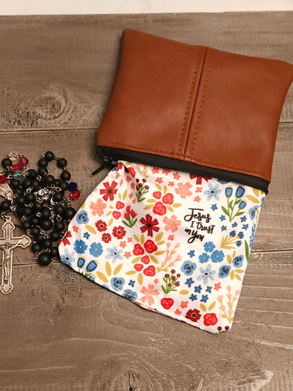 Faux Leather Rosary pouch Catholic Fabric choices