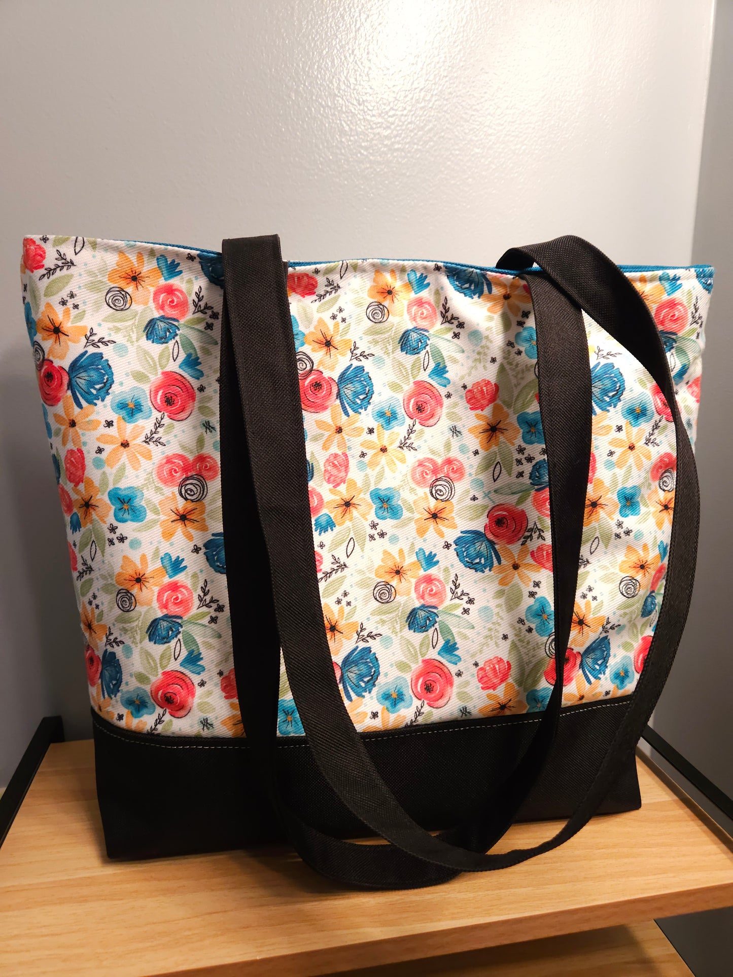 Extra Large Tote in the Hidden Rosary Catholic fabric