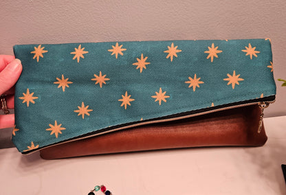 Our Lady of Guadalupe Stars on her mantle Foldover Clutch Handmade