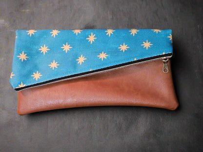 Our Lady of Guadalupe Stars on her mantle Foldover Clutch Handmade