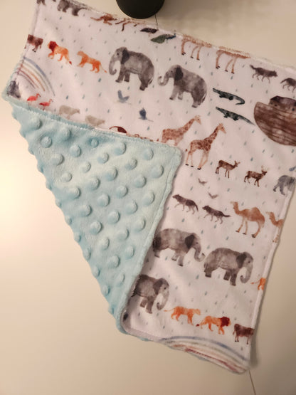 Minky Noah's Ark Taggie or Blanket- Catholic Christian fabric