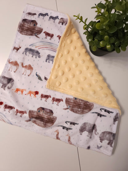 Minky Noah's Ark Taggie or Blanket- Catholic Christian fabric