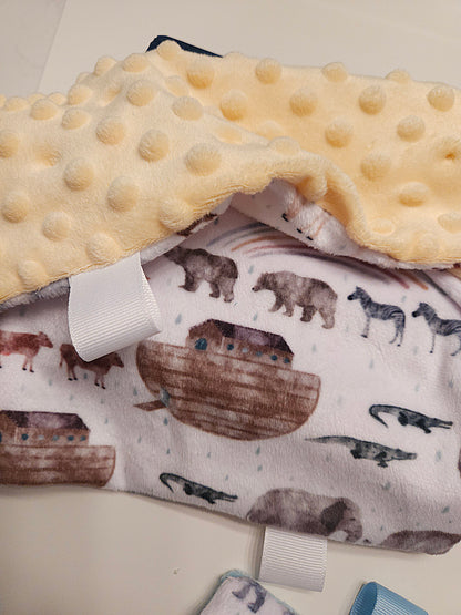 Minky Noah's Ark Taggie or Blanket- Catholic Christian fabric