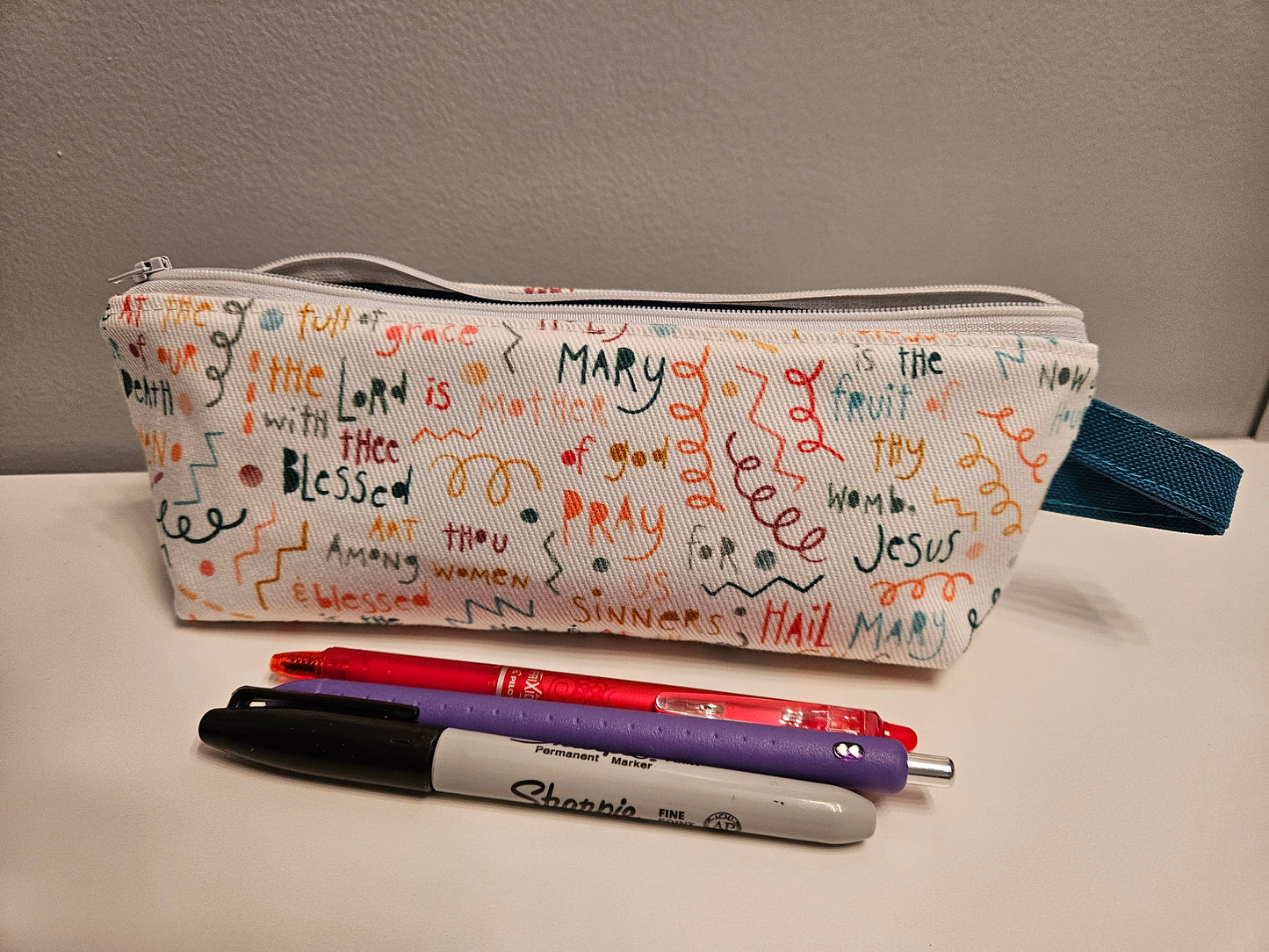 Pencil pouch Hail Mary Doodles Fabric Pouch