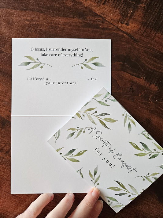 Neutral Leaves Spiritual Bouquet folded card