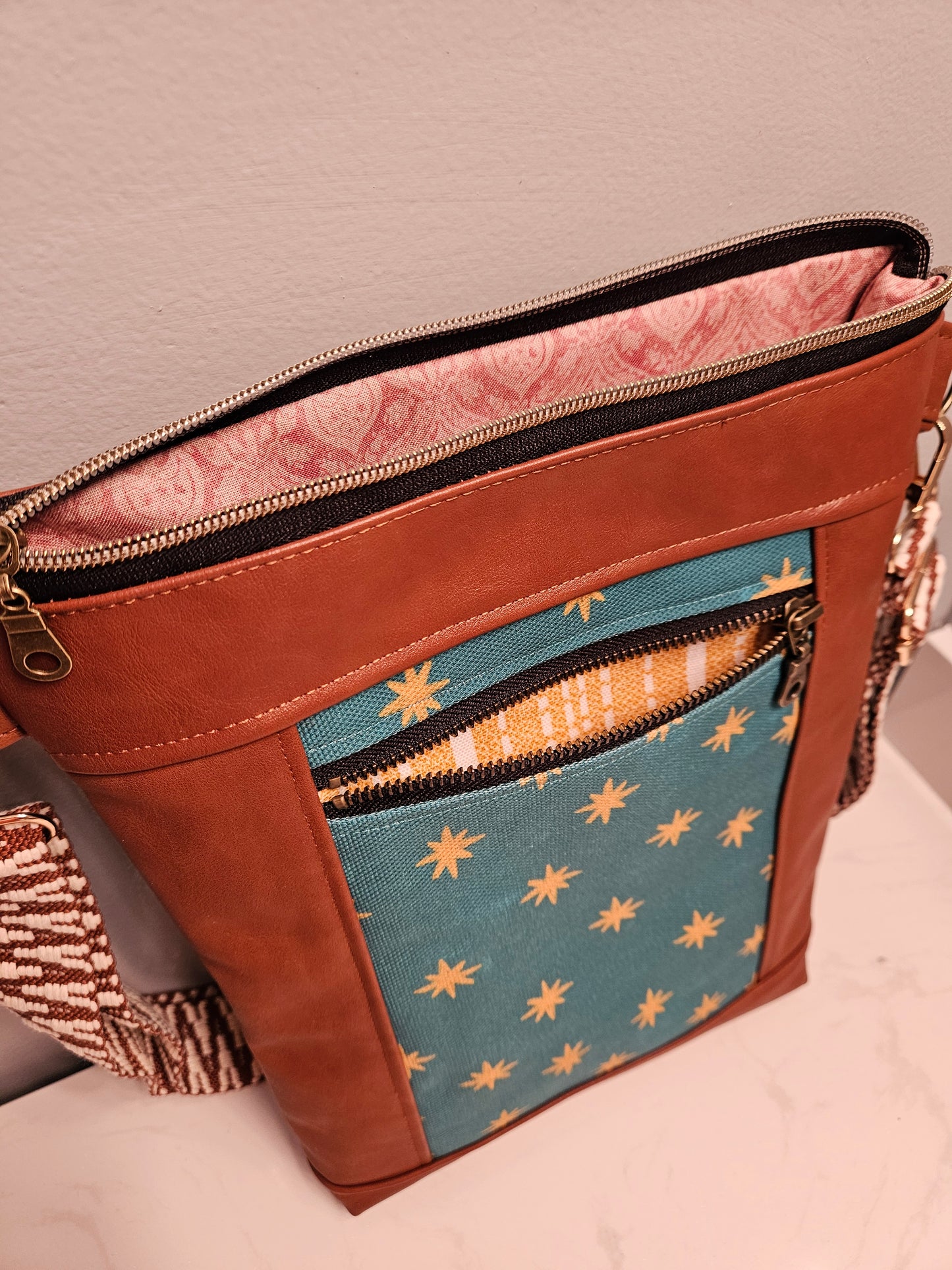 Crossbody Our Lady of Guadalupe Stars on Mary's Mantle Faux Leather purse Catholic