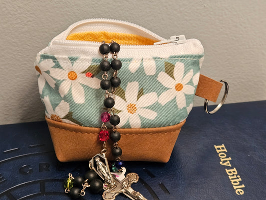 Mini boxy pouch of Our Lady's Ladybugs Rosary pouch