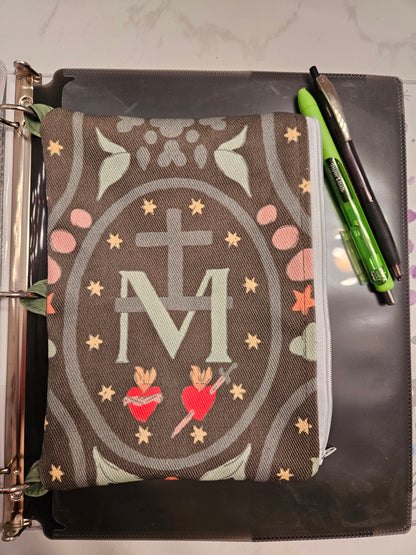 Binder Pencil Pouch of Miraculous Medal of Mary Catholic fabric