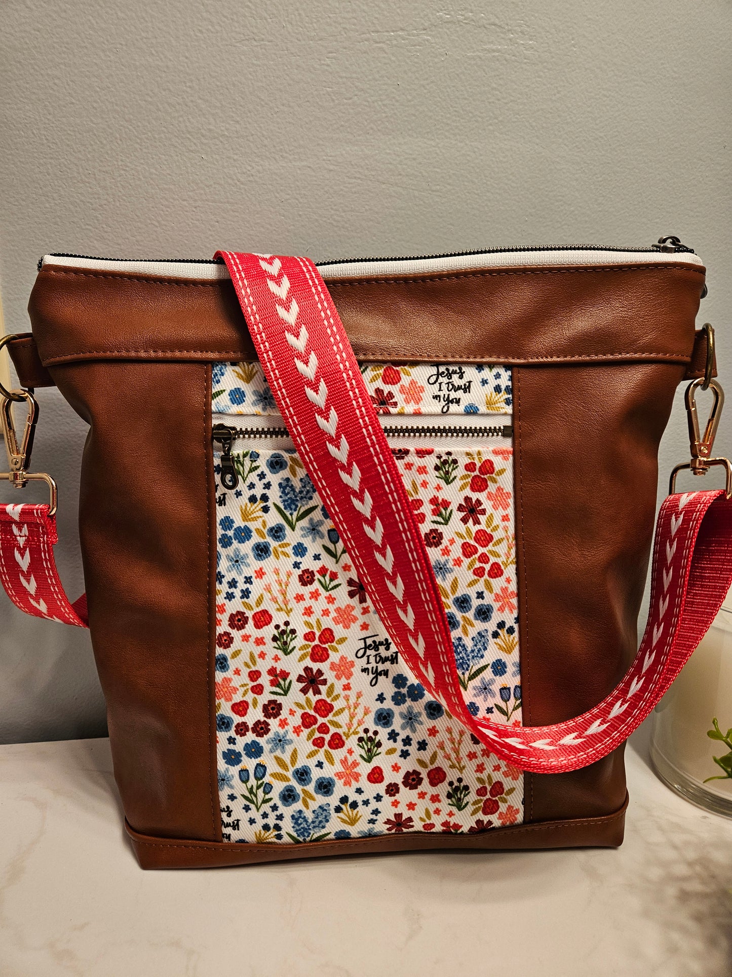 Divine Mercy Jesus I trust in You Bible Bag Faux Leather crossbody purse