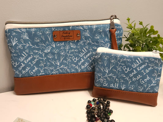 Color Variety of Be Still and Know that I am God veil pouch clutches Catholic Christian fabric gift