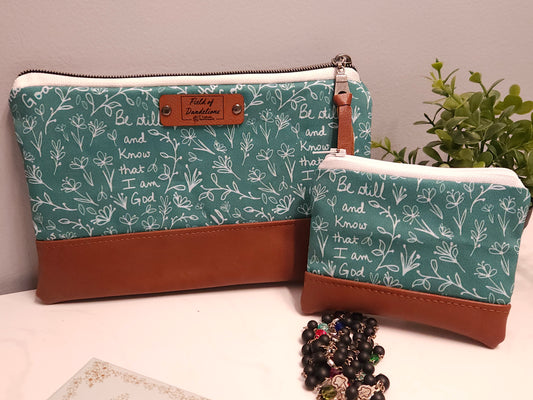 Color Variety of Be Still and Know that I am God veil pouch clutches Catholic Christian fabric gift