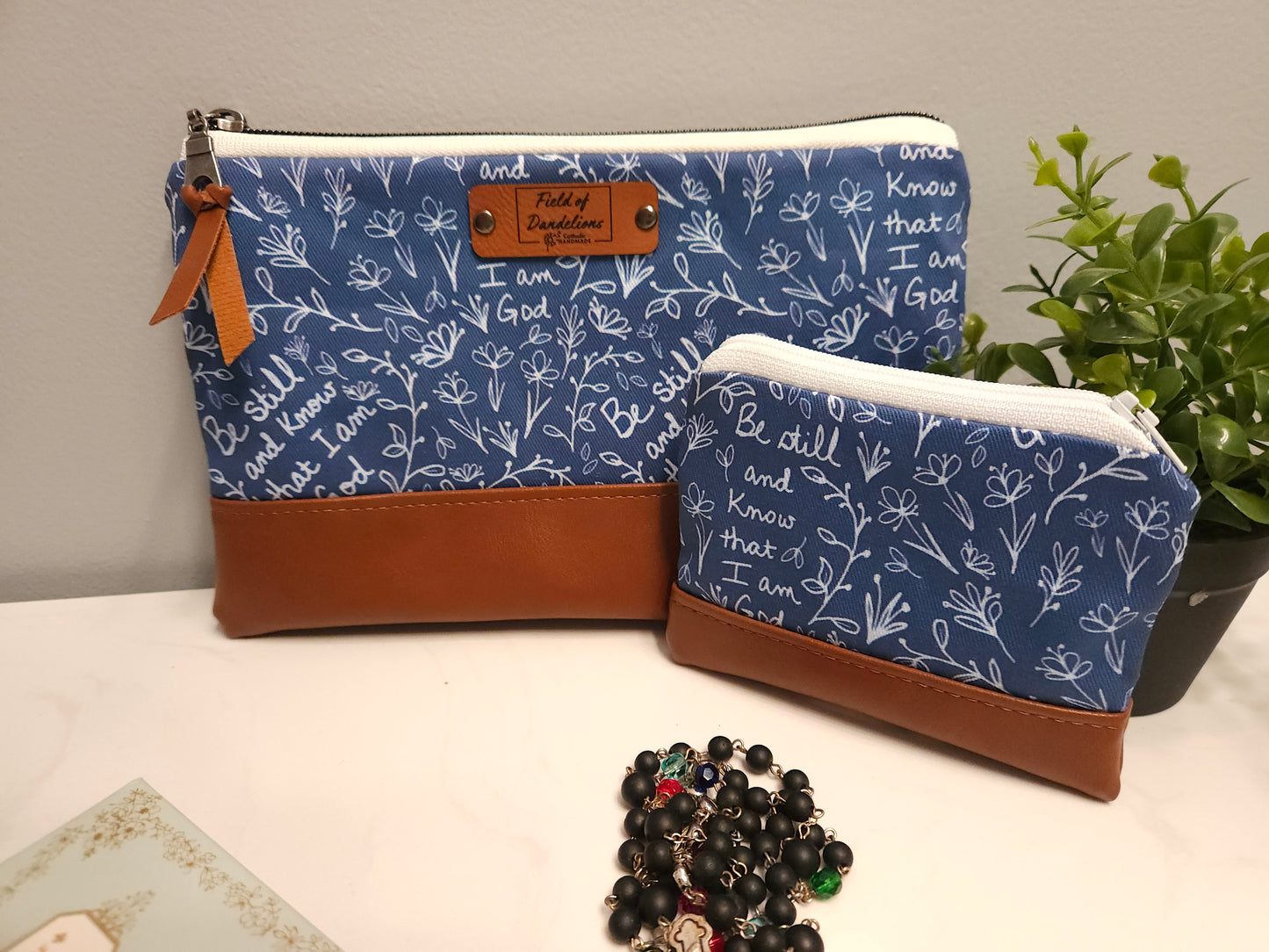 Color Variety of Be Still and Know that I am God veil pouch clutches Catholic Christian fabric gift