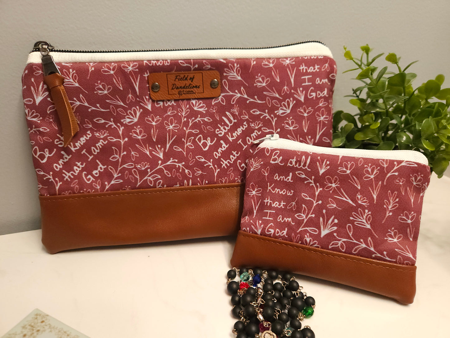 Color Variety of Be Still and Know that I am God veil pouch clutches Catholic Christian fabric gift